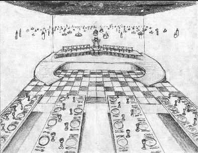 The Great Hall --- This is where all the students assemble together, for feasts, assemblies, and daily meals.  It is also where First Years are sorted